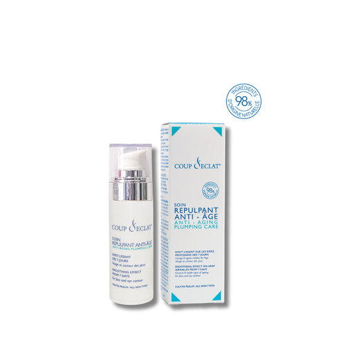 Flacon pompe et étui du Soin Repulpant Anti-Âge Coup d'Eclat 30 ml
