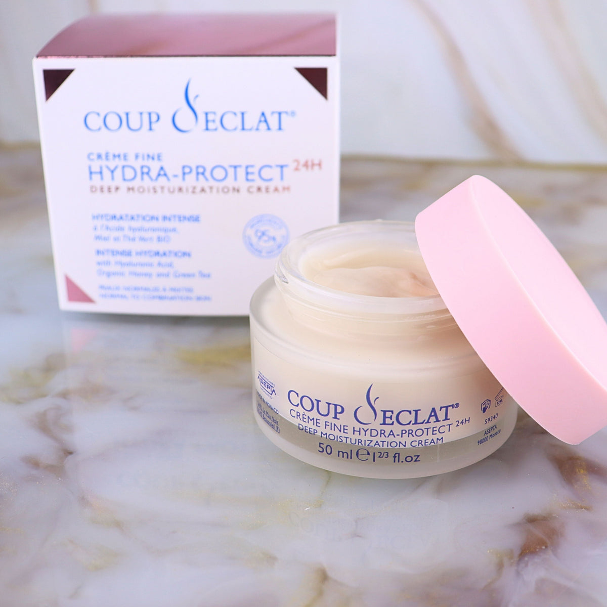 Pot et étui de Crème Fine Hydra-Protect 24H Coup d'Eclat 50 ml