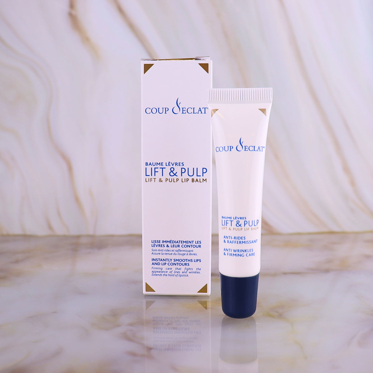Tube et étui du Baume Lèvres Lift & Pulp Coup d'Eclat 15 ml