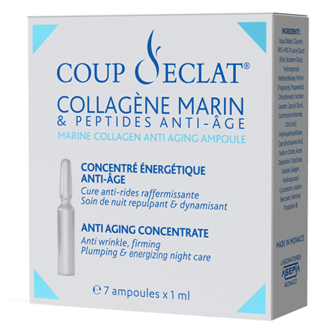 Box and ampoules of Coup d'Eclat Marine Collagen Ampoules
