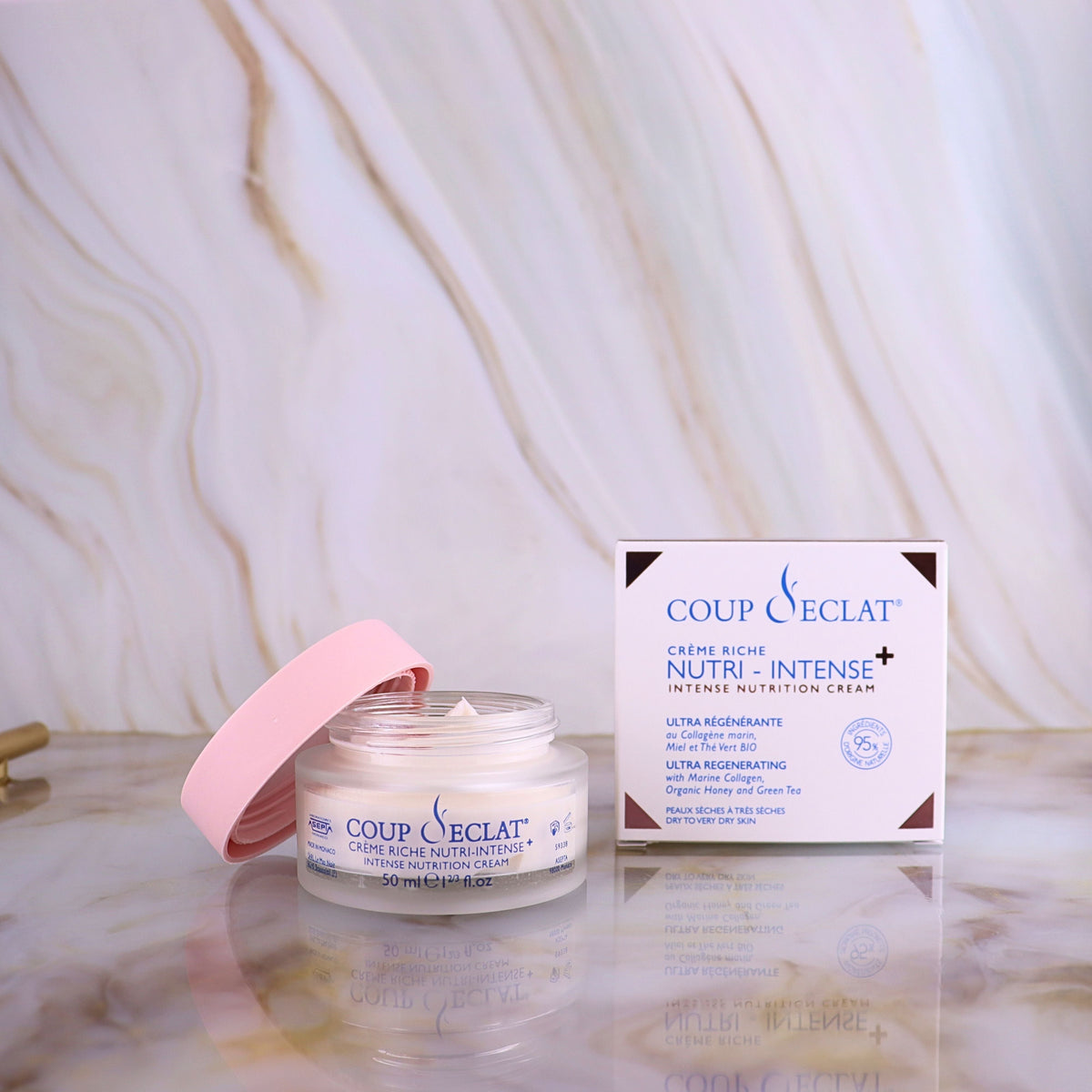 Pot et étui de Crème Riche Nutri-Intense+ Coup d'Eclat 50 ml