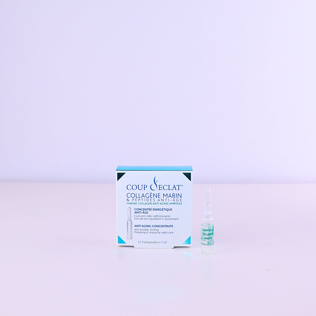 Box and ampoules of Coup d'Eclat Marine Collagen Ampoules