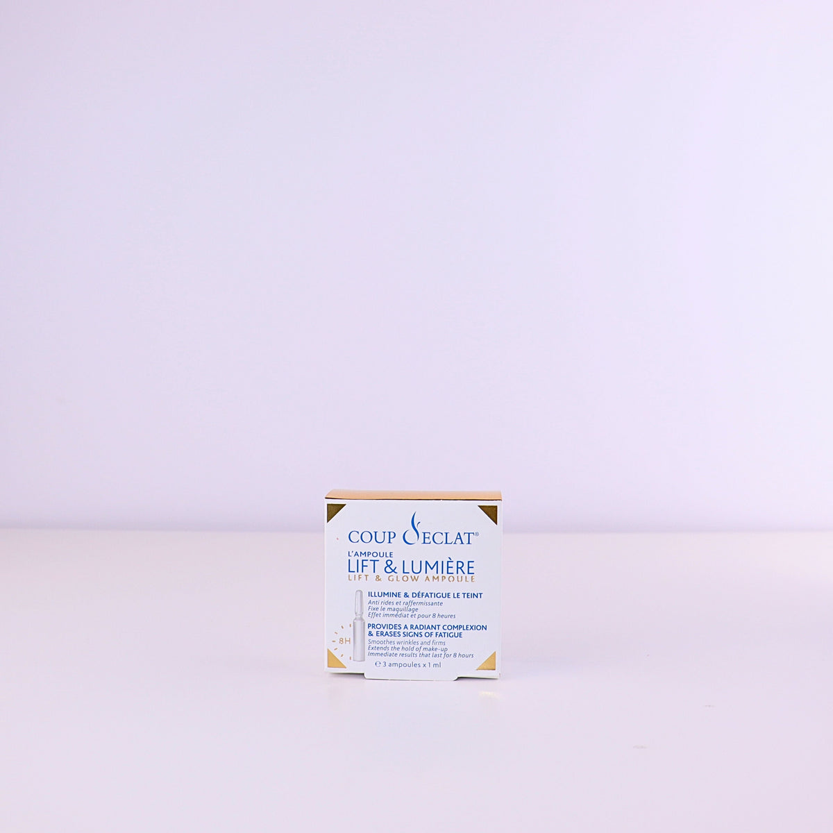 Box and ampoules of Coup d'Eclat Lift & Glow 3 × 1 ml