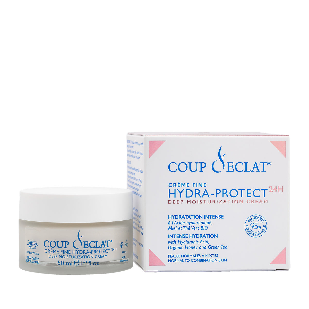 Pot et étui de Crème Fine Hydra-Protect 24H Coup d'Eclat 50 ml