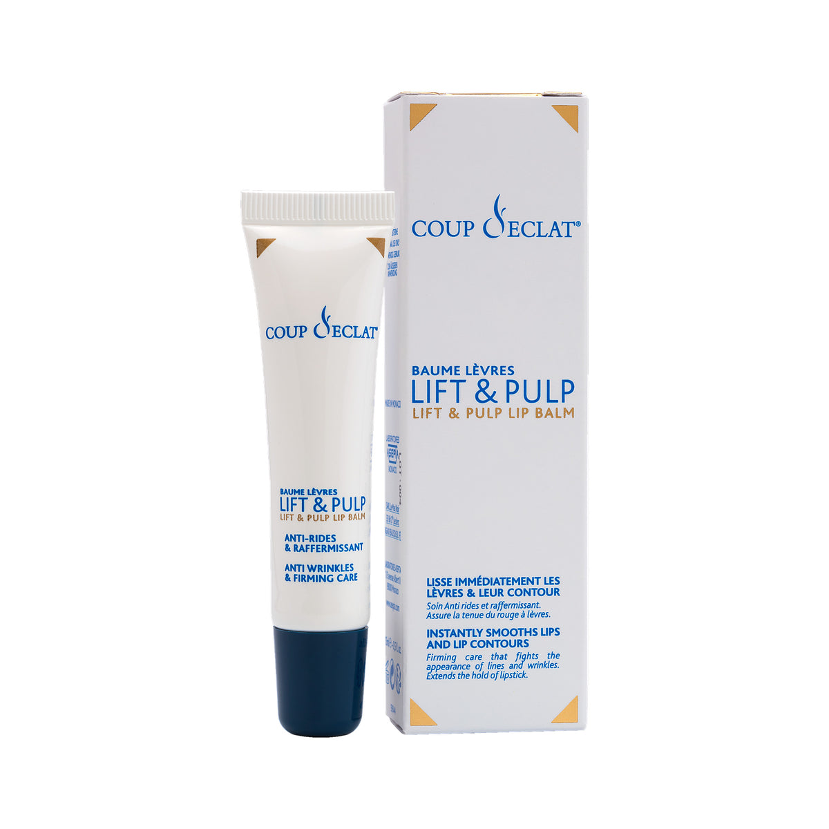 Tube et étui du Baume Lèvres Lift & Pulp Coup d'Eclat 15 ml