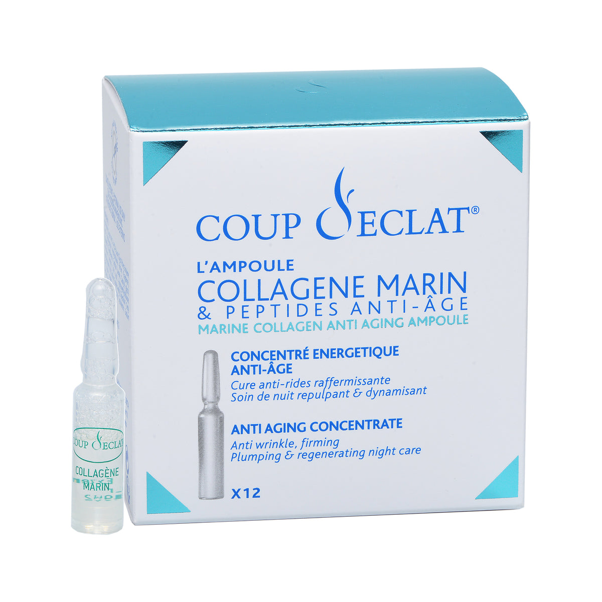 Box and ampoules of Coup d'Eclat Marine Collagen Ampoules